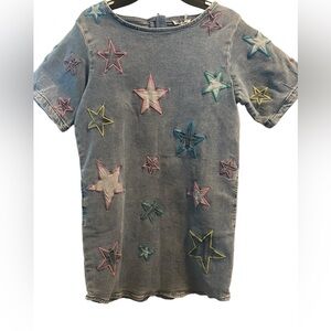 Stella McCartney Kids Girls Short Sleeve Azure Denim Embroidered Dress Size 14Y